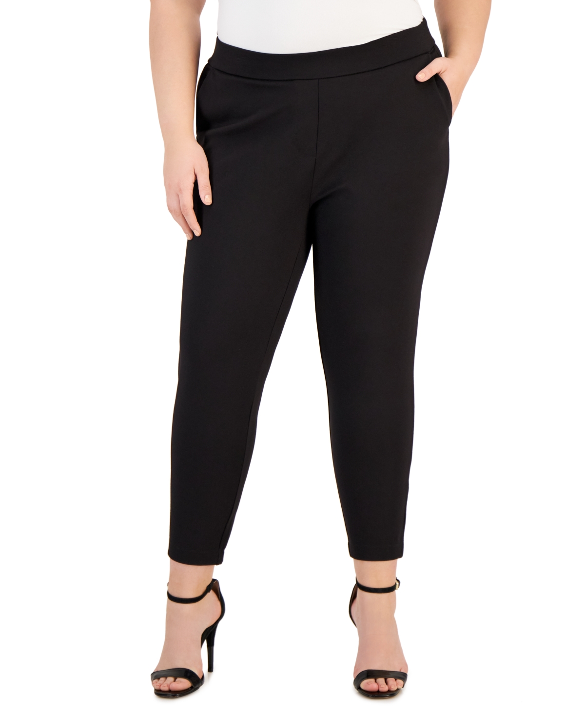 Calvin Klein Plus Size Pull-on Pants In Black