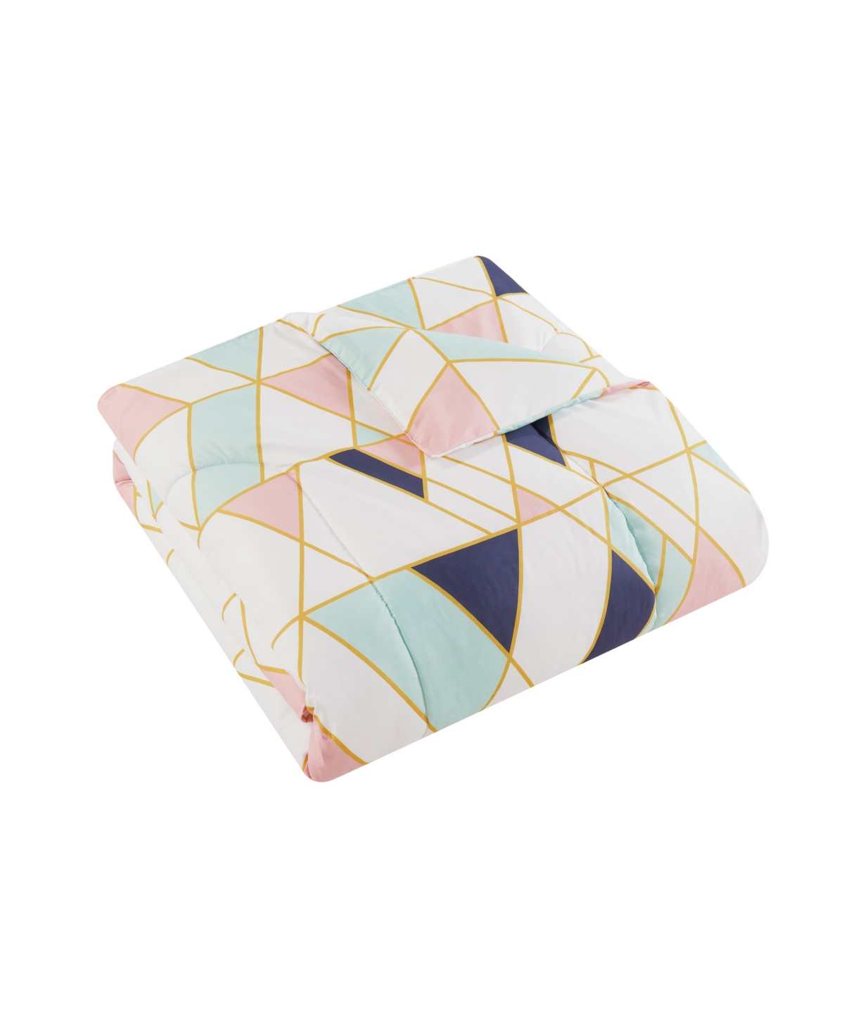 Style 212 Geo 7 Piece Bed In A Bag Set, King In Pink,blue