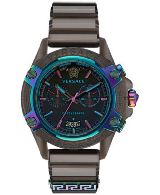 Versace - Men's Swiss Chronograph Icon Active Black Silicone Strap Watch 44mm