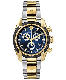 Men's Swiss Chronograph V-Ray Two Tone Stainless Steel Bracelet Watch 44mm