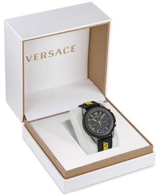 Men's Swiss Chronograph Greca Action Yellow & Black Silicone Strap Watch 45mm