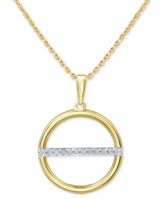 Diamond Circle Bar 18" Pendant Necklace (1/10 ct. t.w.) in Sterling Silver or 14k Gold-Plated Sterling Silver