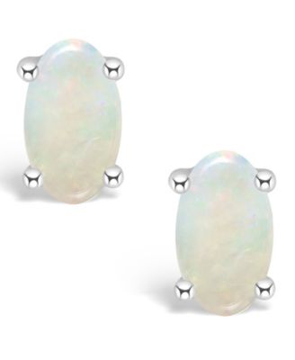 Opal (1/3 ct.t.w) Stud Earrings in 14K White Gold or 14K Yellow Gold