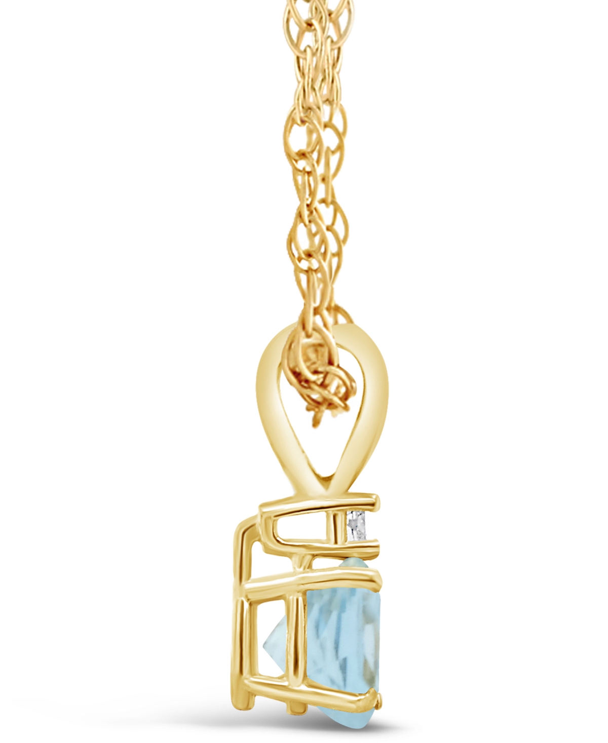 Aquamarine (3/4 ct.t.w) and Diamond Accent Pendant Necklace in 14K Yellow- Gold