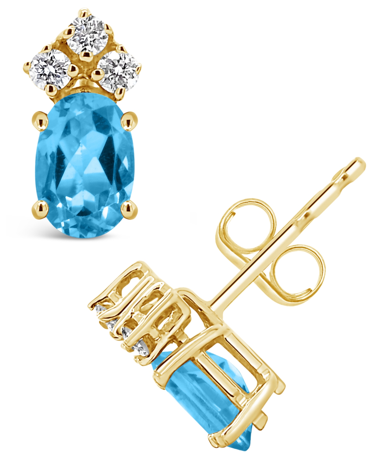 Macy's Amethyst (7/8 Ct. T.w.) And Diamond (1/8 Ct. T.w.) Stud Earrings In 14k Yellow Gold In Blue Topaz