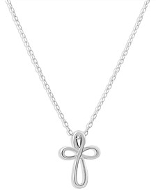 Curved Open Cross 18" Pendant Necklace in Sterling Silver, Created for Macy's