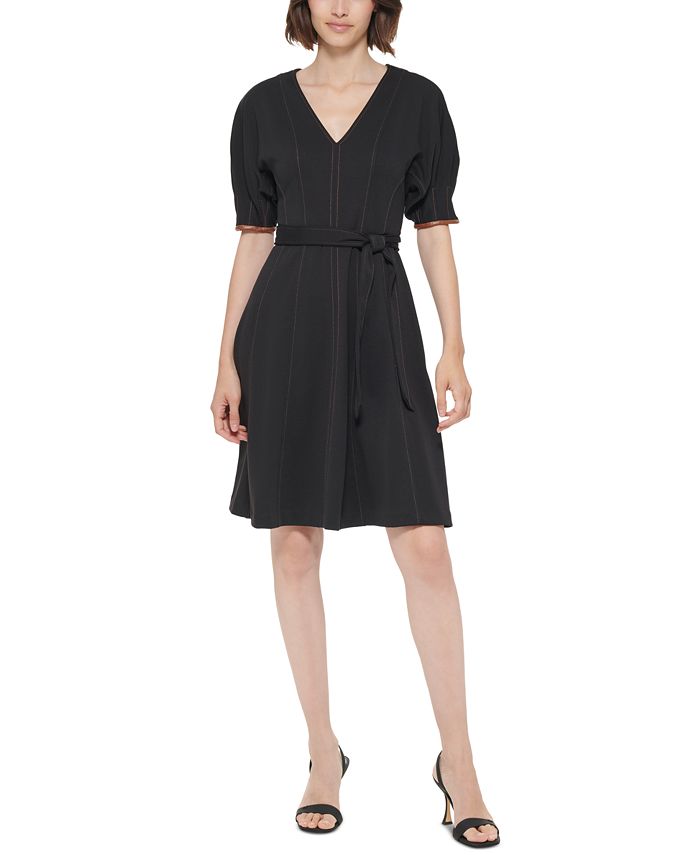 Calvin Klein
 Belted Faux Leather Maxi A Line Dress