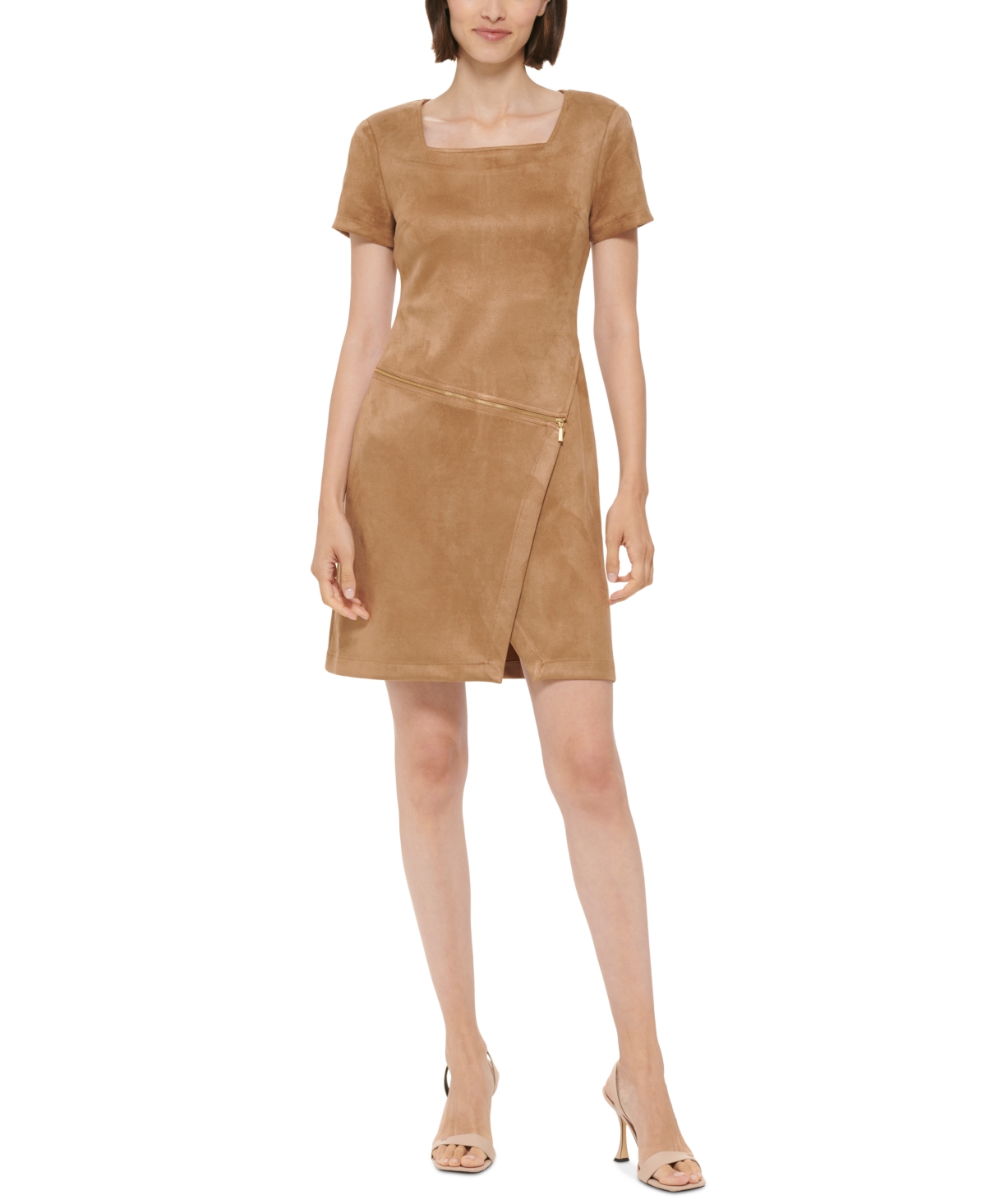 Calvin Klein Faux-Suede Zip-Detail Sheath Dress