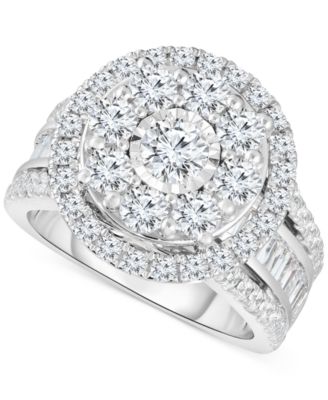 Macy's - Diamond Cluster Engagement Ring (3 ct. t.w.) in 10k White Gold