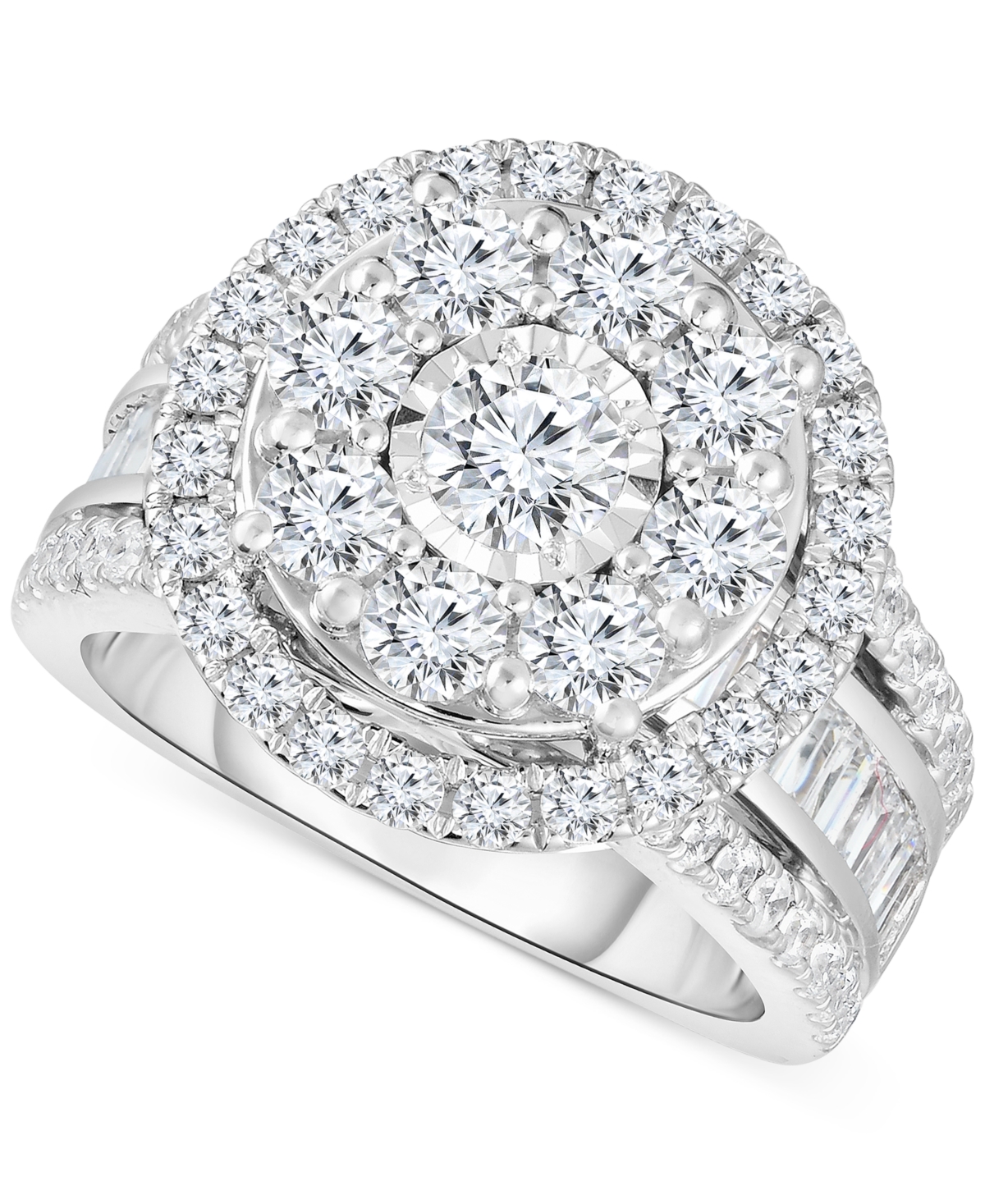 Diamond Cluster Engagement Ring (3 ct. t.w.) in 10k White Gold - White Gold
