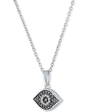 Macy s Black White Diamond Accent Evil Eye Pendant Necklace in