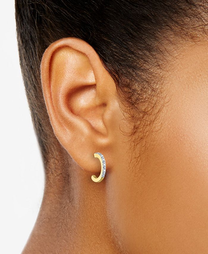 Macy's Diamond Accent Small Hoop Earrings in 14k Gold-Plated Sterling Silver - Macy's