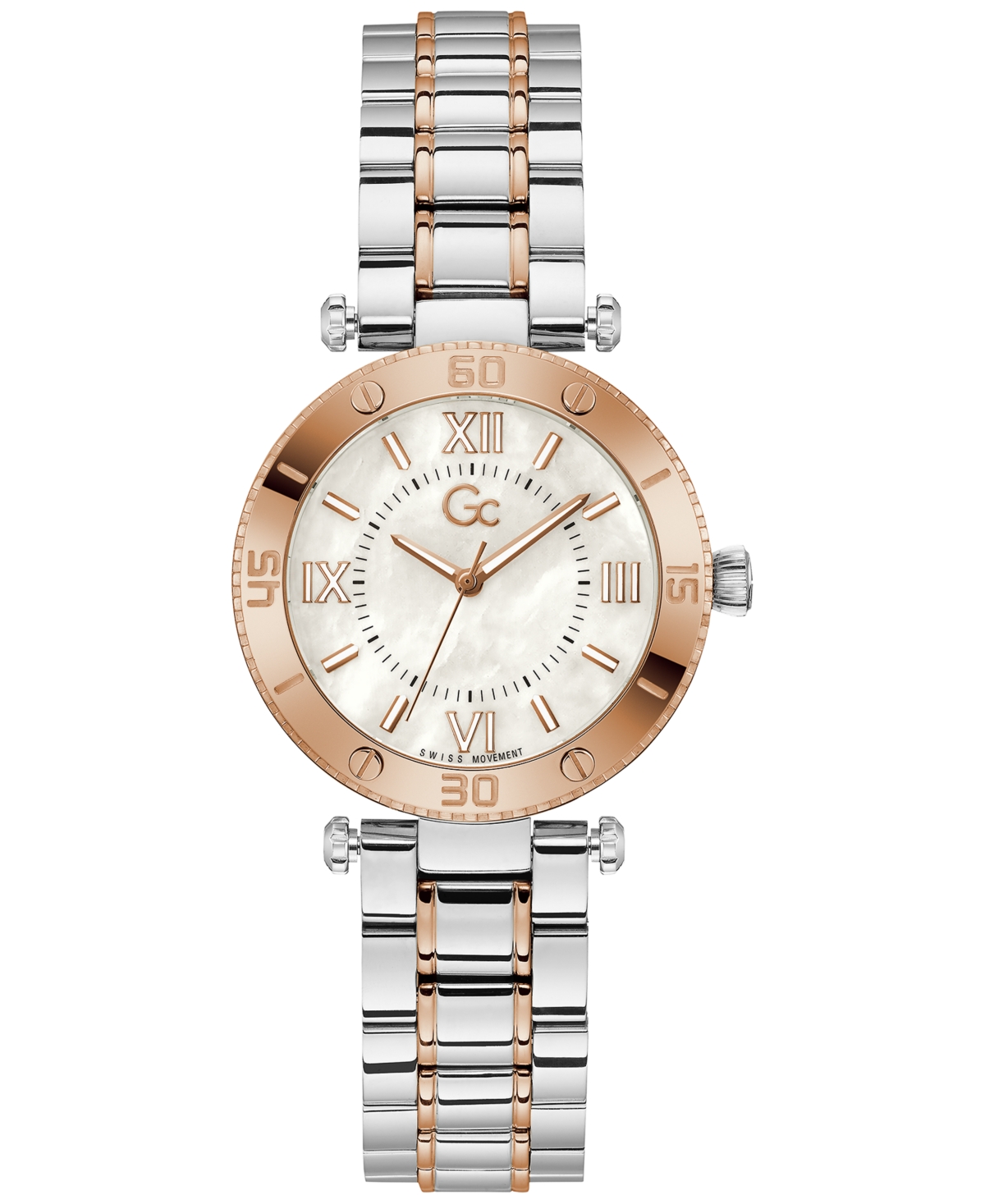 Guess Gc Muse Women's Swiss Two-tone Stainless Steel Bracelet Watch 34mm In Gold-tone