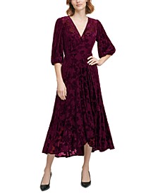 Plus Size Velvet High-Low A-Line Dress 
