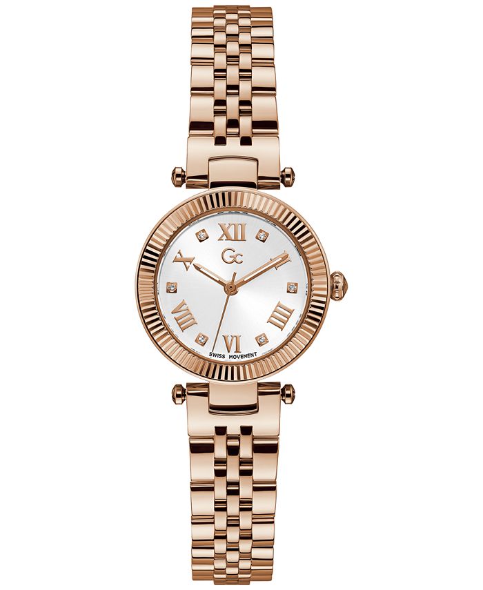 GUESS - Women's Swiss Rose Gold-Tone Stainless Steel Bracelet Watch 28mm