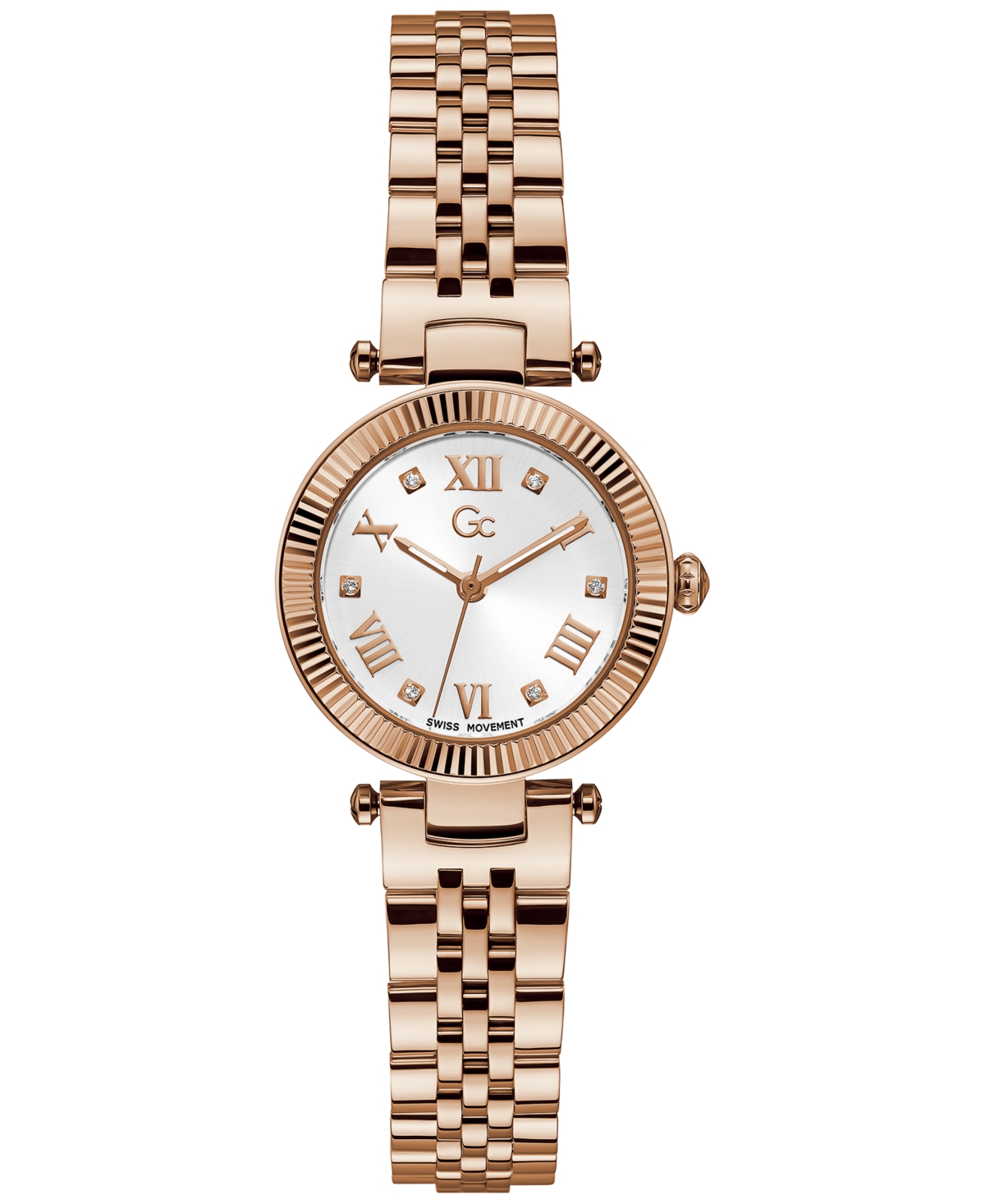 Guess Gc Flair Women's Swiss Rose Gold-tone Stainless Steel Bracelet Watch 28mm
