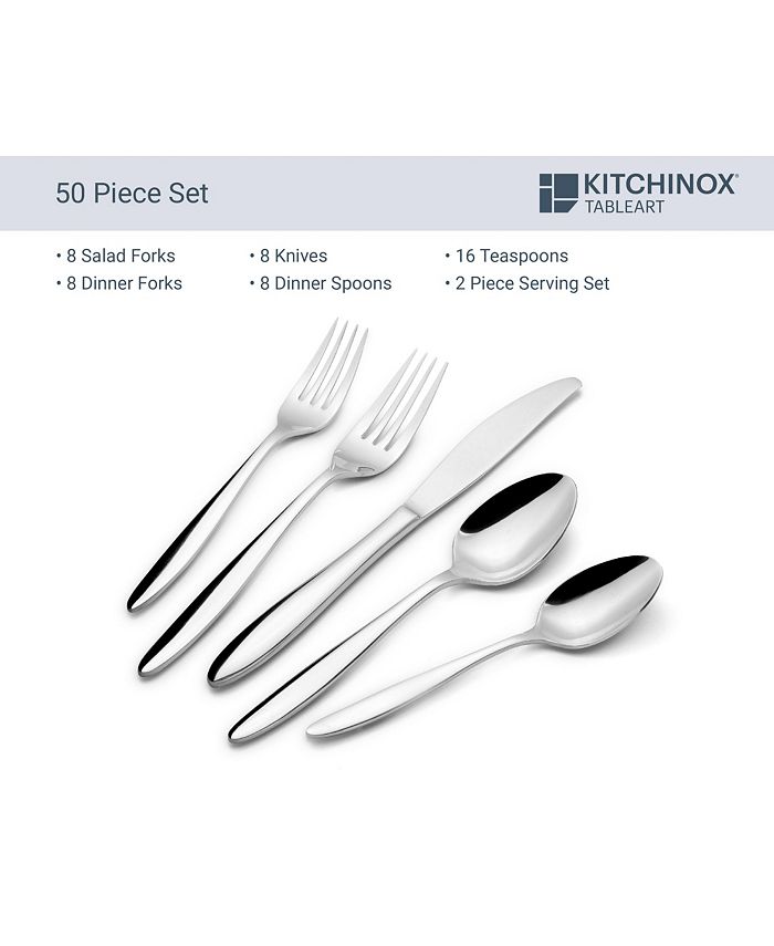 Kitchinox Triton 50 Piece Flatware Set, Service for 8 Macy's