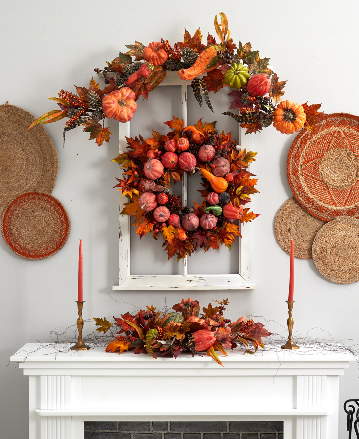 Nearly Natural Harvest Centerpiece In Orange