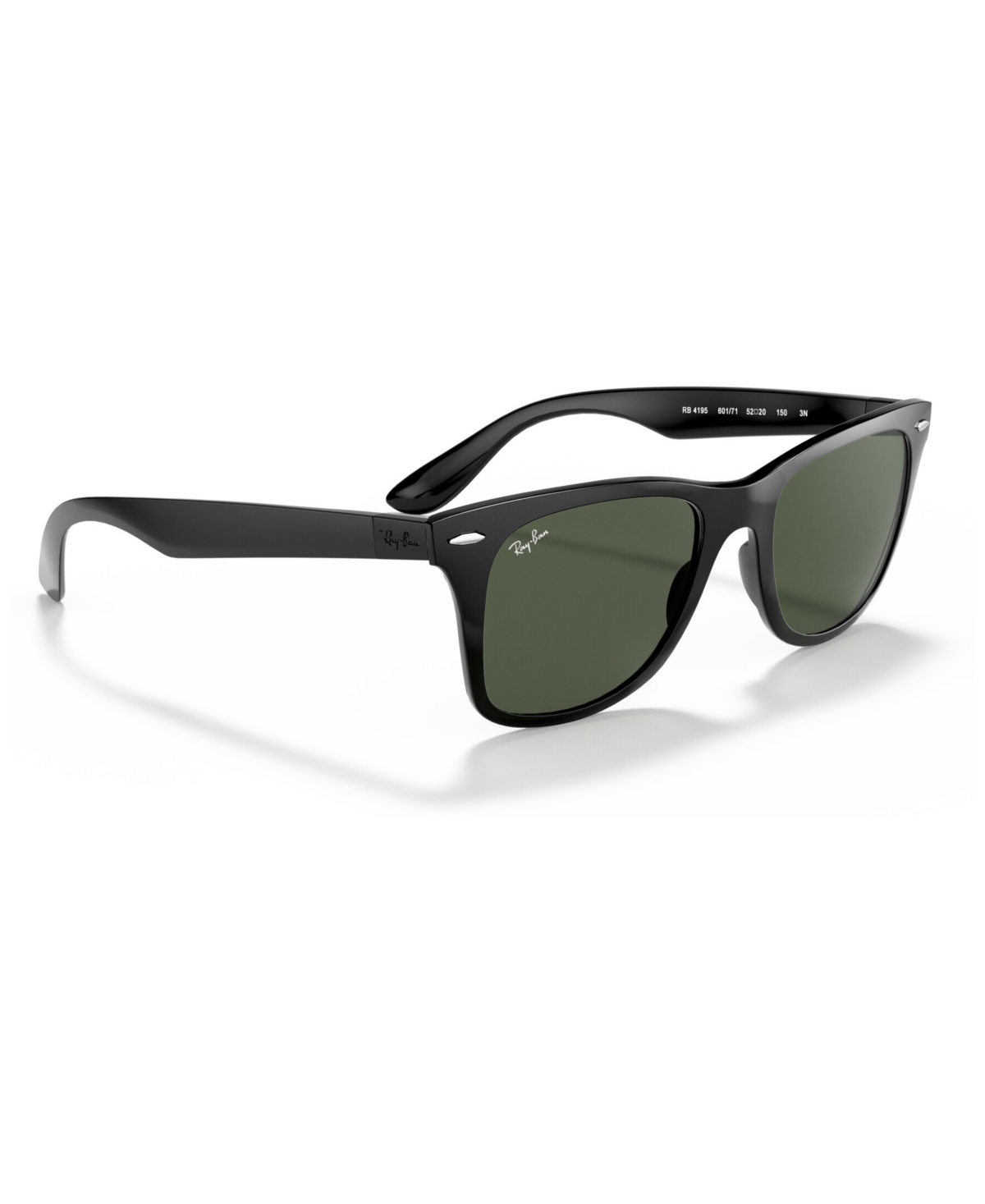 Ray Ban Unisex Polarized Low Bridge Fit Sunglasses, Rb4195f Wayfarer Liteforce 52 In Black Shiny,green