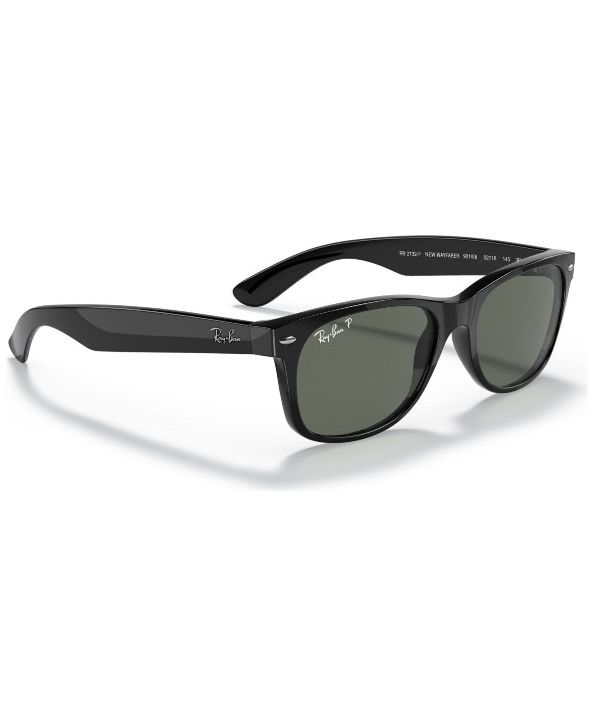 Ray Ban Unisex Polarized Low Bridge Fit Sunglasses, Rb2132f New Wayfarer Classic 55 In Black