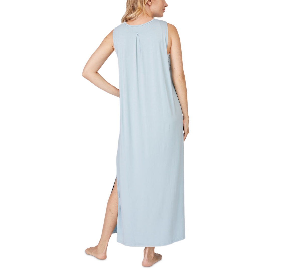 Shop Pure Fiber Pleated Back Drape Dress In Medium Blue