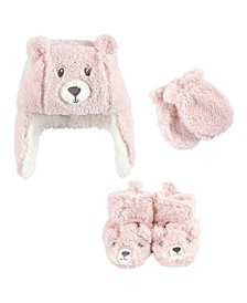 Baby Girls Trapper Hat, Mittens and Booties, 3-Piece Set