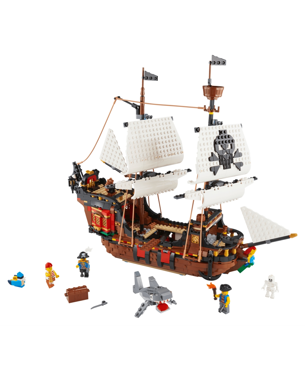Lego Creator 31109 3-in-1 Pirate Ship, Pirate Inn And Skull Island Toy Building Set With Pirate Minifigur In No Color