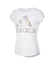 Big Girls Short Sleeve AEROREADY Rainbow Logo Foil T-shirt, Extended Sizes