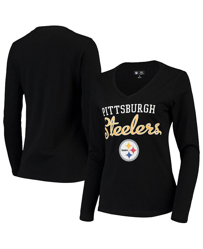 G-III 4Her by Carl Banks Women's Black Pittsburgh Steelers Post Season Long  Sleeve V-Neck T-shirt - Macy's