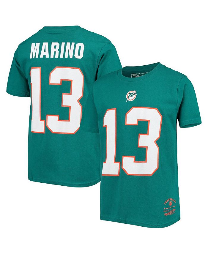 Mitchell & Ness Big Boys Dan Marino Aqua Miami Dolphins Retired Retro  Player Name and Number T-shirt - Macy's