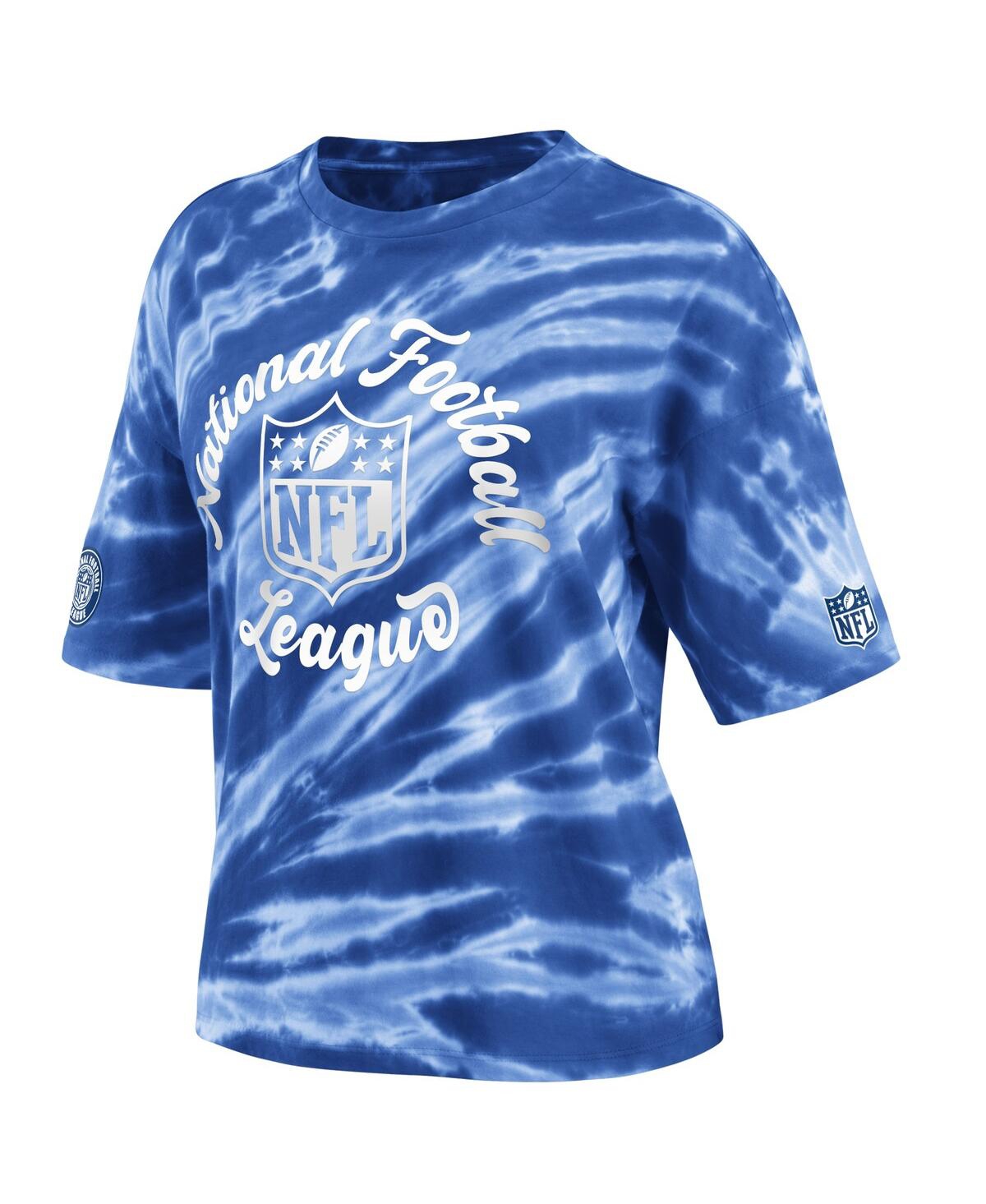 Shop Wear By Erin Andrews Women's  Blue Nfl Tie-dye T-shirt