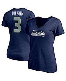 Women's Branded Russell Wilson College Navy Seattle Seahawks Player Icon Name and Number V-Neck T-shirt