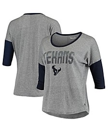Women's Heathered Gray and Navy Houston Texans Extra Point Half-Sleeve T-shirt