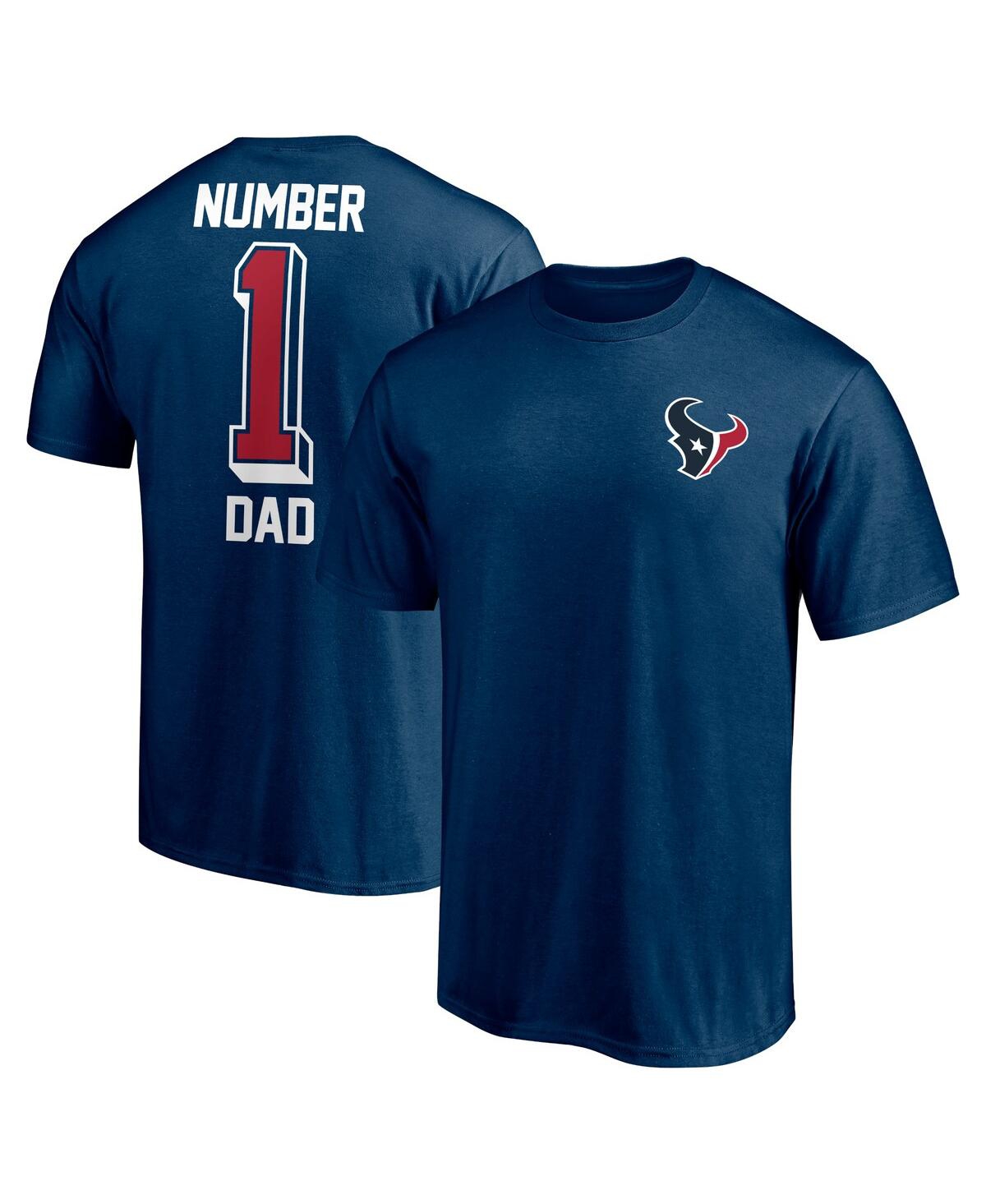 Shop Fanatics Men's  Navy Houston Texans #1 Dad T-shirt
