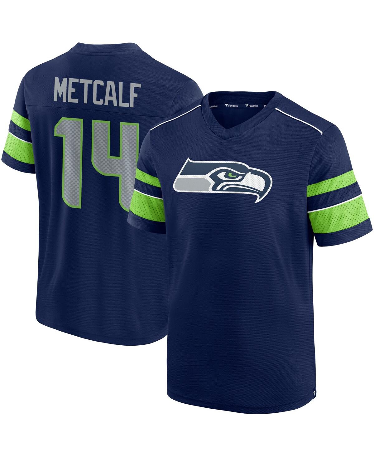 Shop Fanatics Men's  Dk Metcalf College Navy Seattle Seahawks Hashmark Name And Number V-neck T-shirt