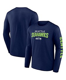 Men's Branded College Navy Seattle Seahawks Go the Distance Long Sleeve T-shirt