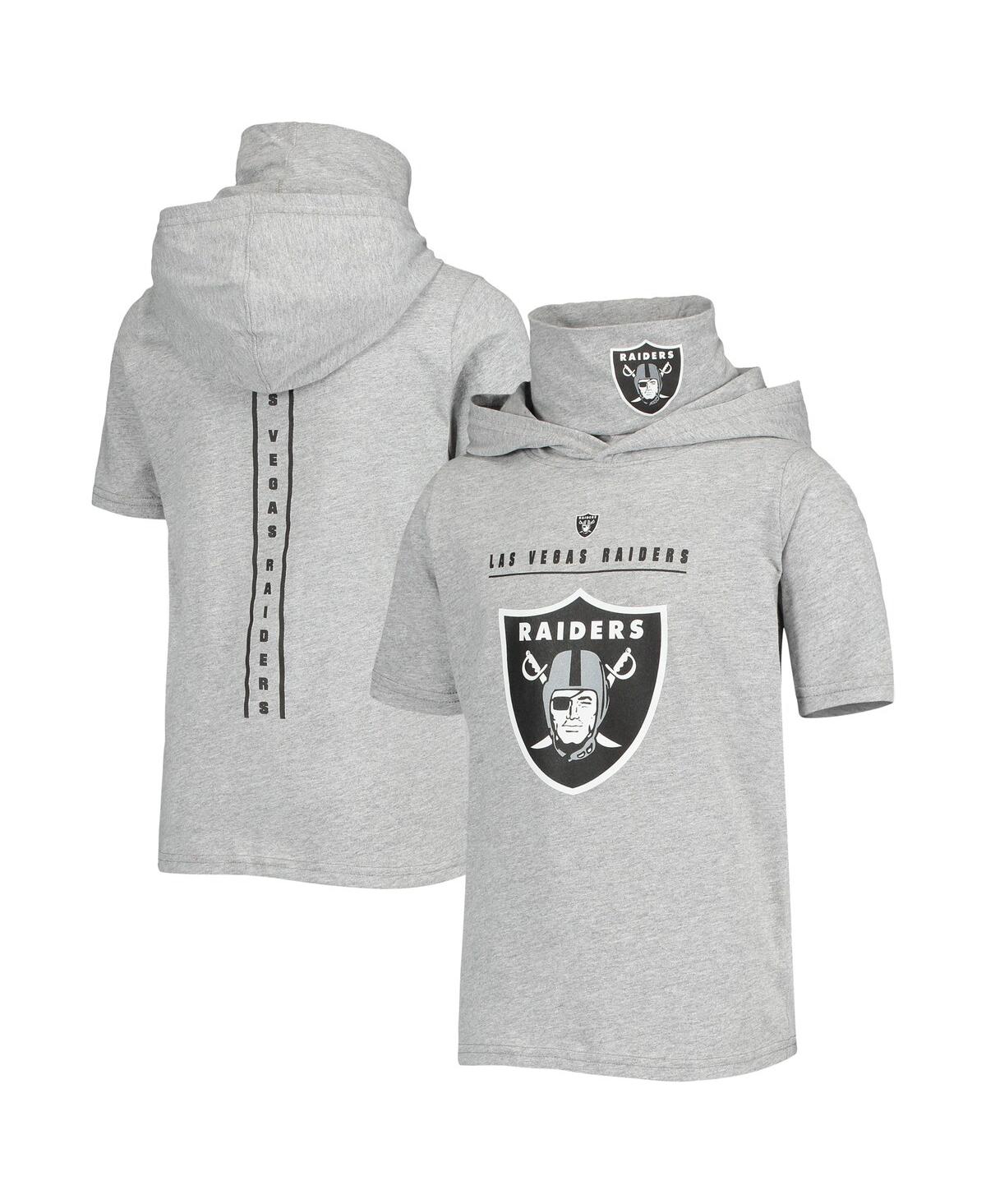 Kids Big Boys Heathered Gray Las Vegas Raiders On Guard Hoodie T shirt