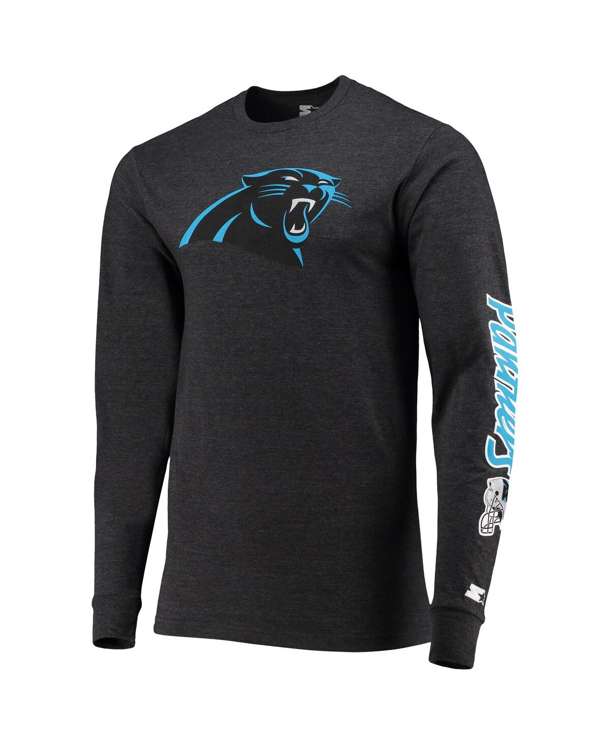Shop Starter Men's  Heathered Black Carolina Panthers Halftime Long Sleeve T-shirt