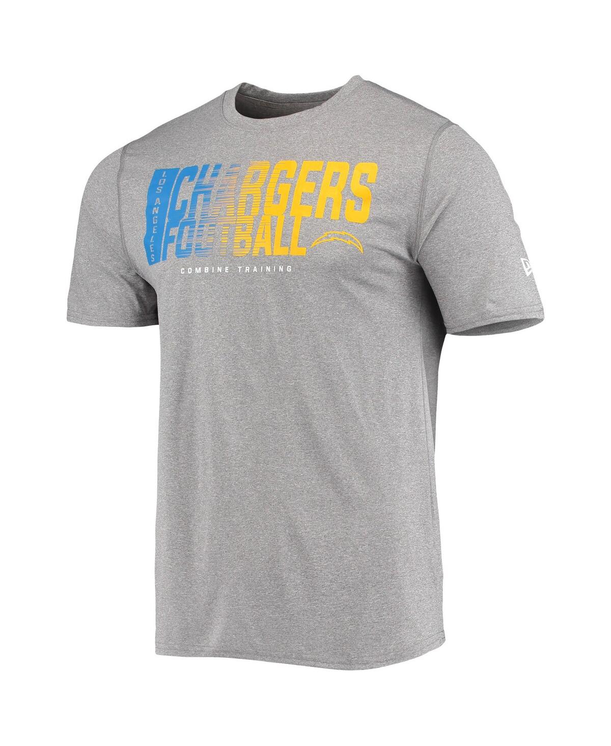 Shop New Era Men's  Heathered Gray Los Angeles Chargers Combine Authentic Game On T-shirt