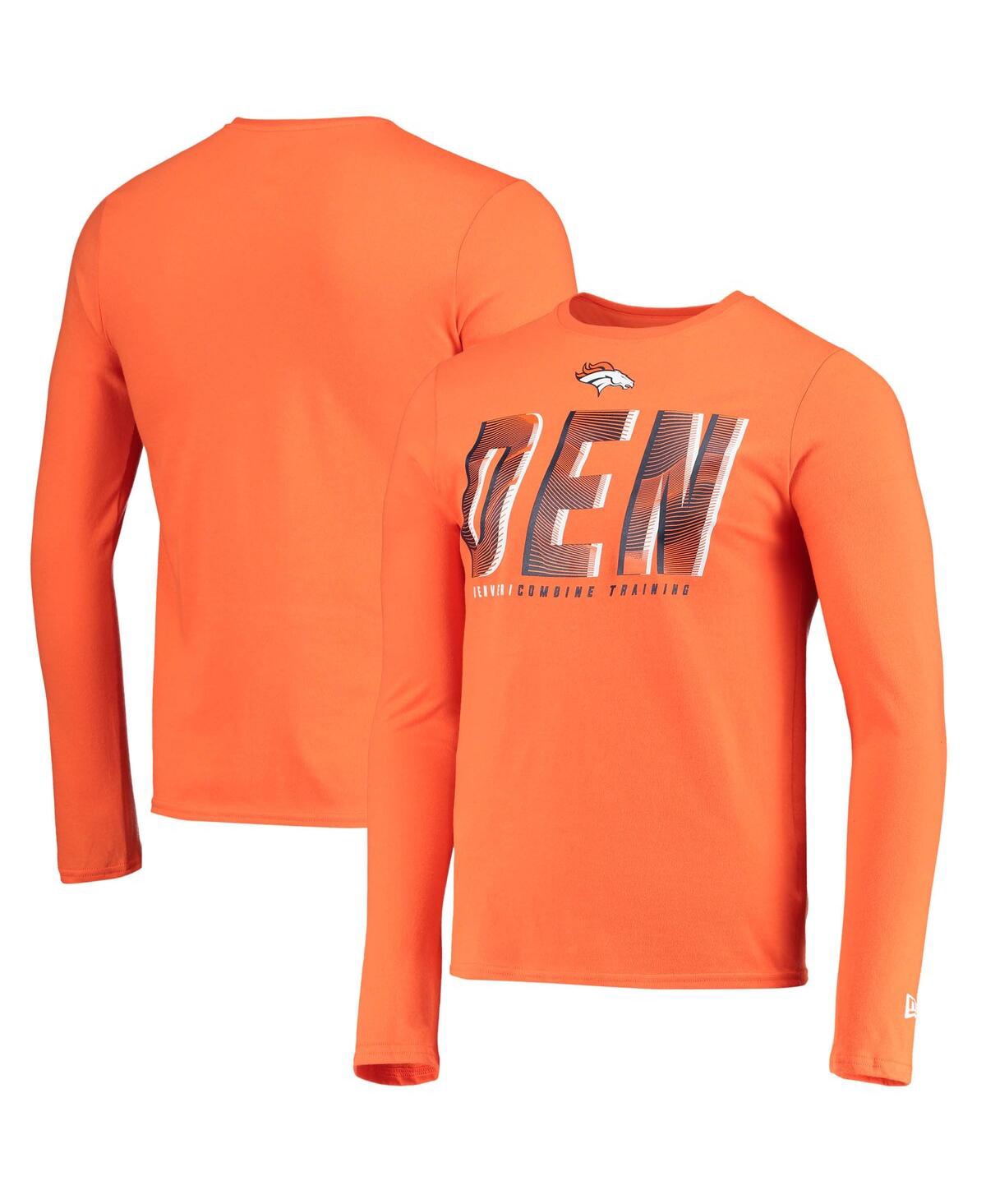 New Era Orange Denver Broncos Combine Authentic Static Abbreviation Long Sleeve T-shirt In Orange
