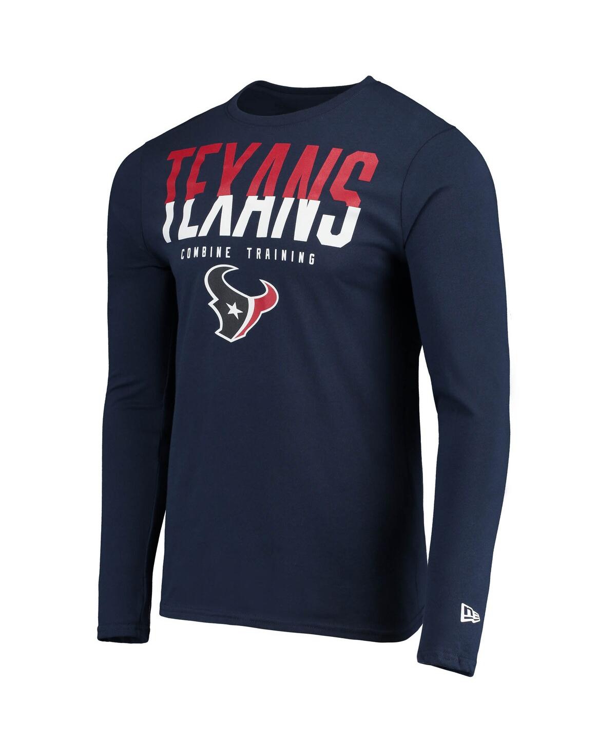 Shop New Era Men's  Navy Houston Texans Combine Authentic Split Line Long Sleeve T-shirt