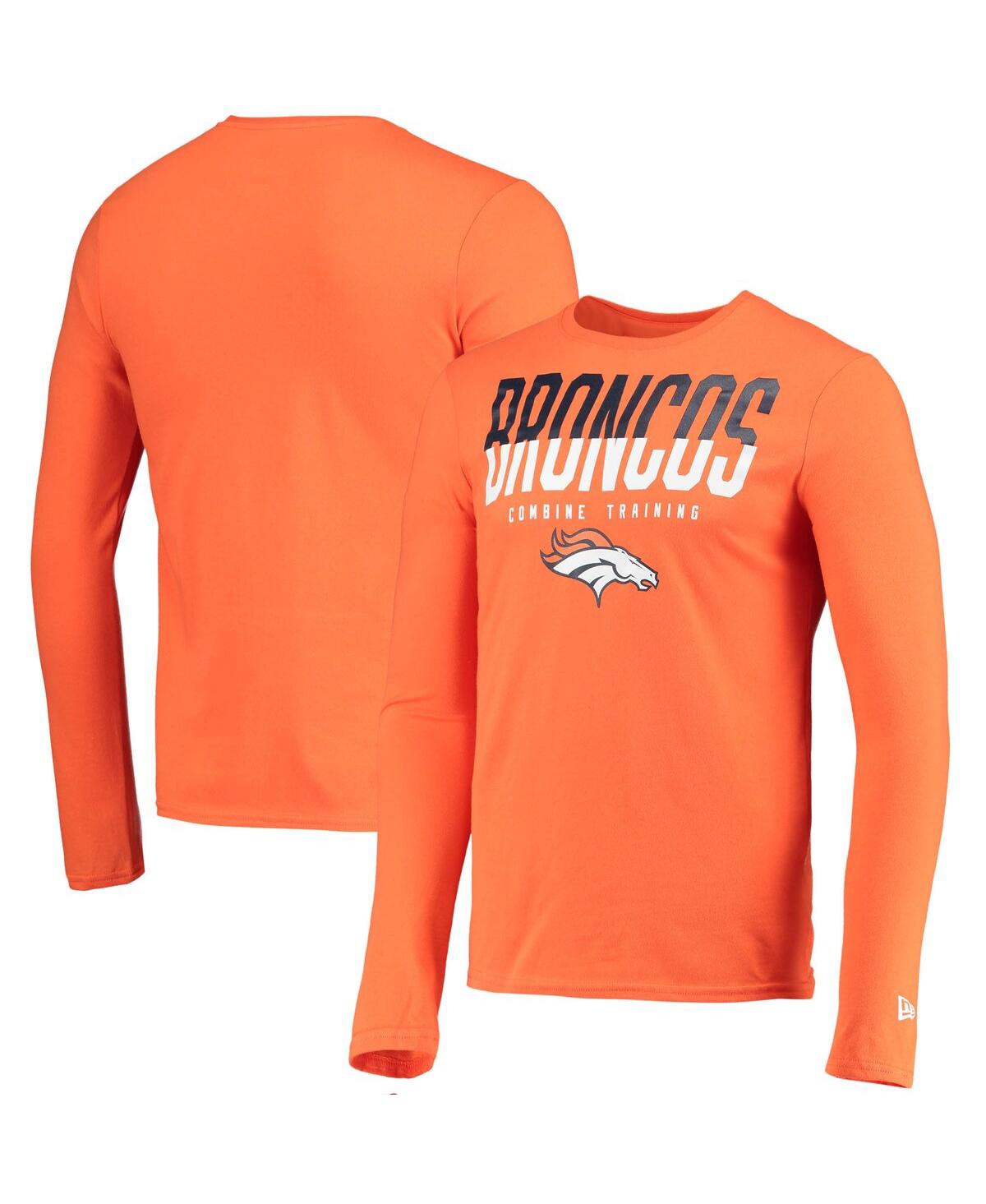 Men's New EraDenver Broncos Combine Authentic Split Line Long Sleeve T-shirt - Orange