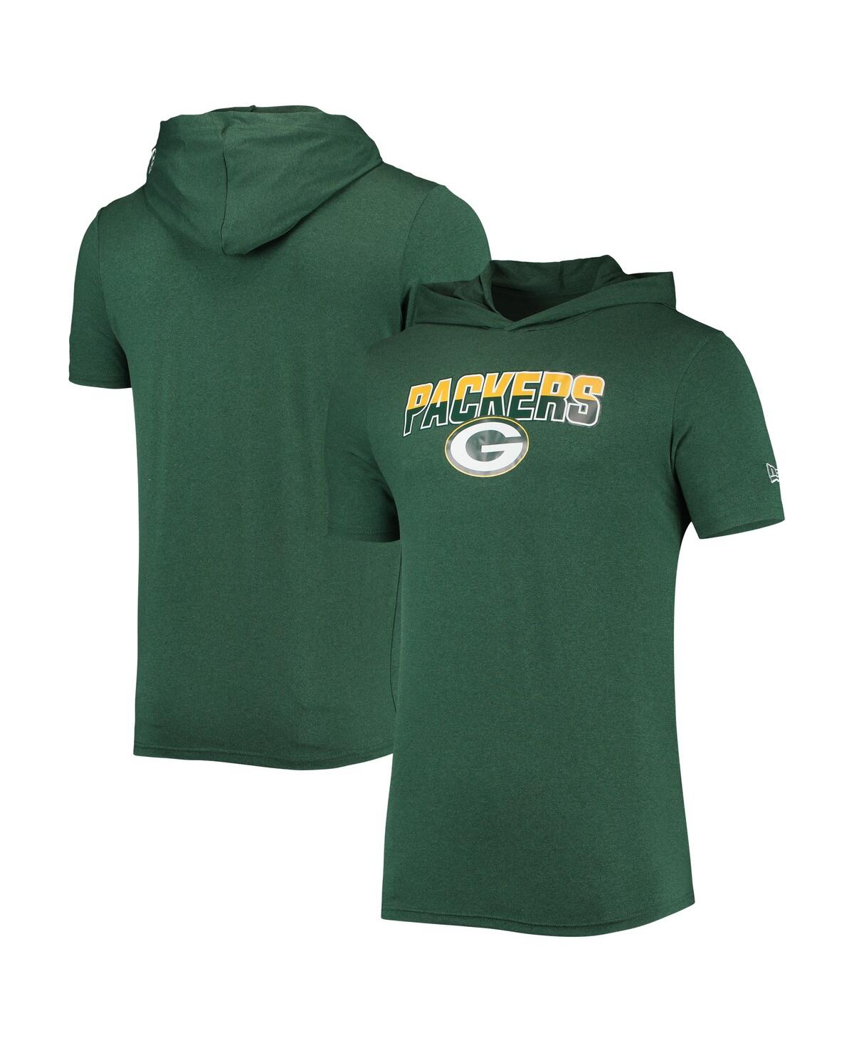 Men's New Era HeatheredGreen Bay Packers Team Brushed Hoodie T-shirt - Green