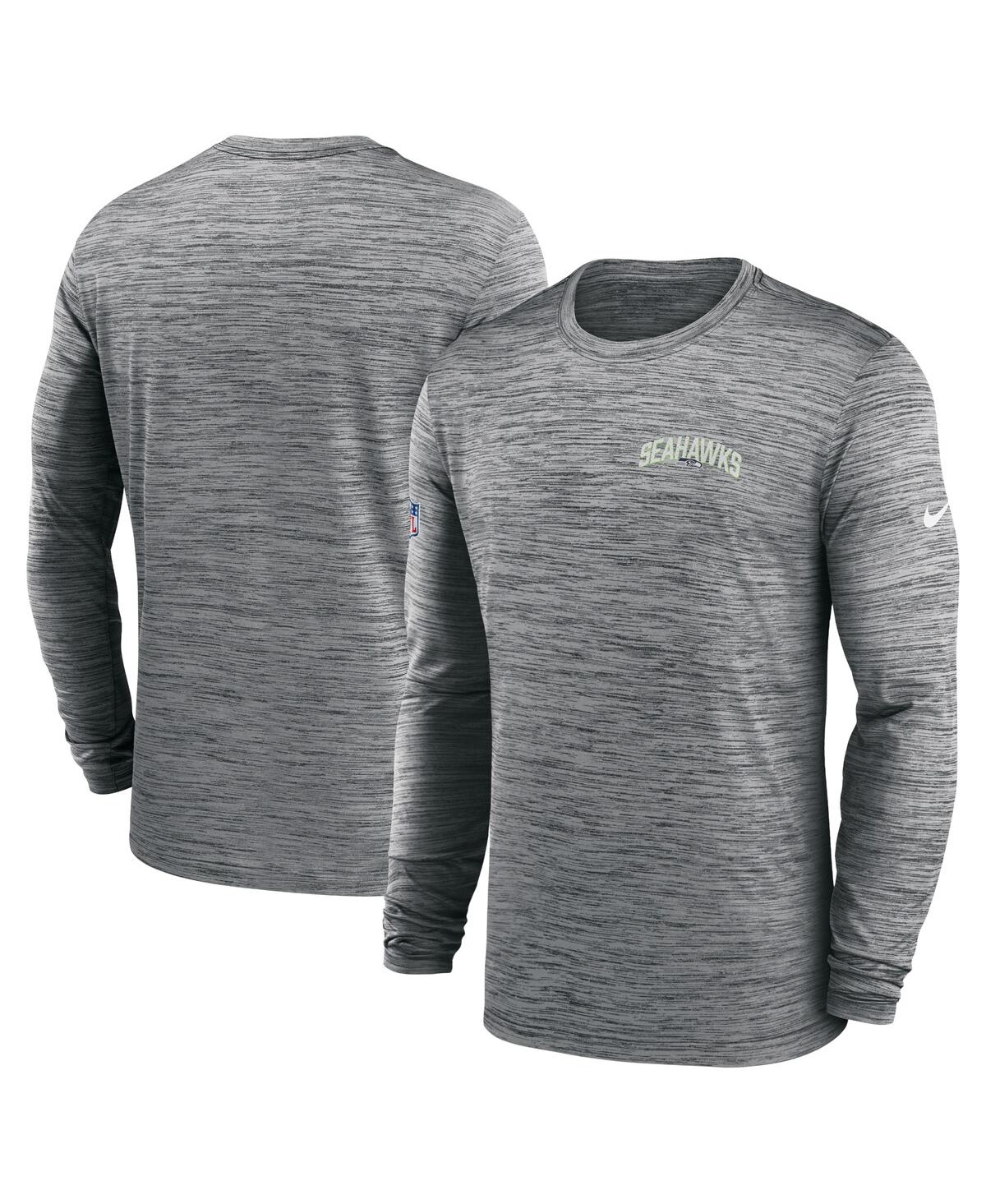 Shop Nike Men's  Gray Seattle Seahawks Velocity Athletic Stack Performance Long Sleeve T-shirt