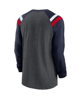 Men's Heathered Charcoal, Navy Tennessee Titans Tri-Blend Raglan Athletic Long Sleeve Fashion T-shirt