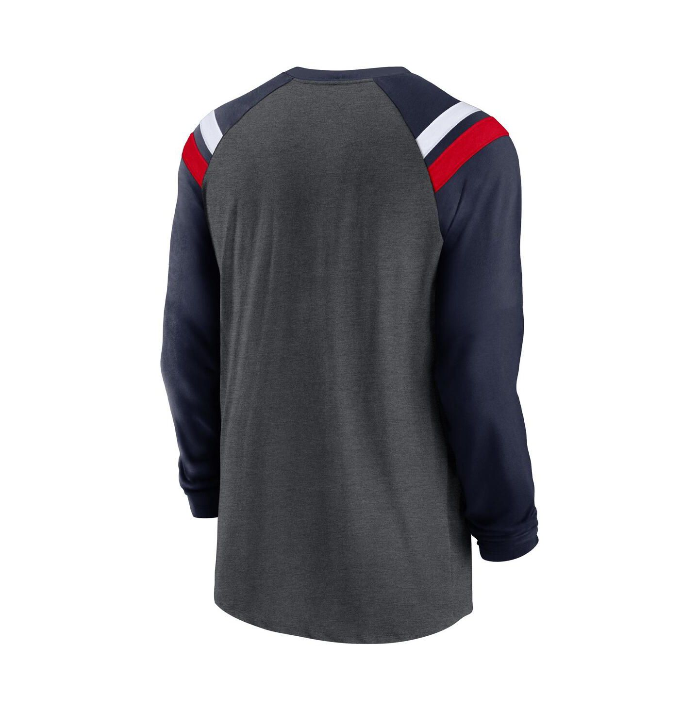 Мужская футболка Nike Heathered Charcoal, Navy Tennessee Titans Tri-Blend Raglan Athletic Long Sleeve Fashion — фото 4