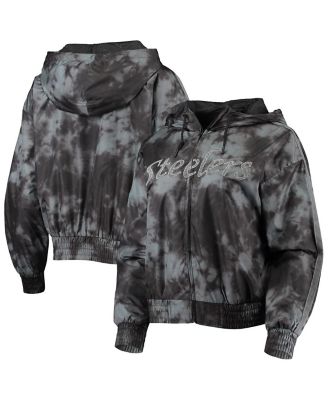 Women's Black Pittsburgh Steelers Galaxy Full-Zip Windbreaker Hoodie Jacket