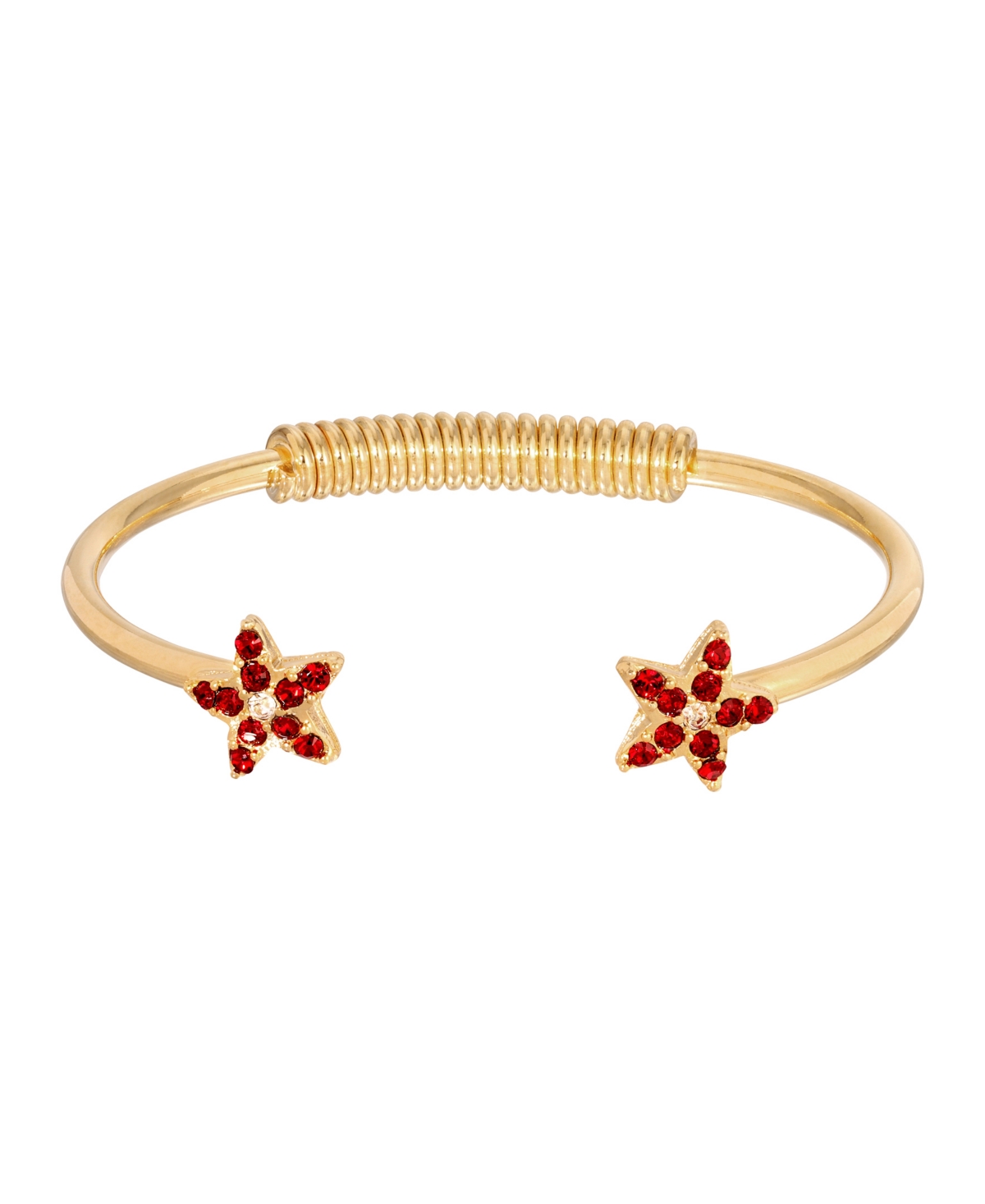 2028 Gold-tone Crystal Siam Red Star Spring Bracelet