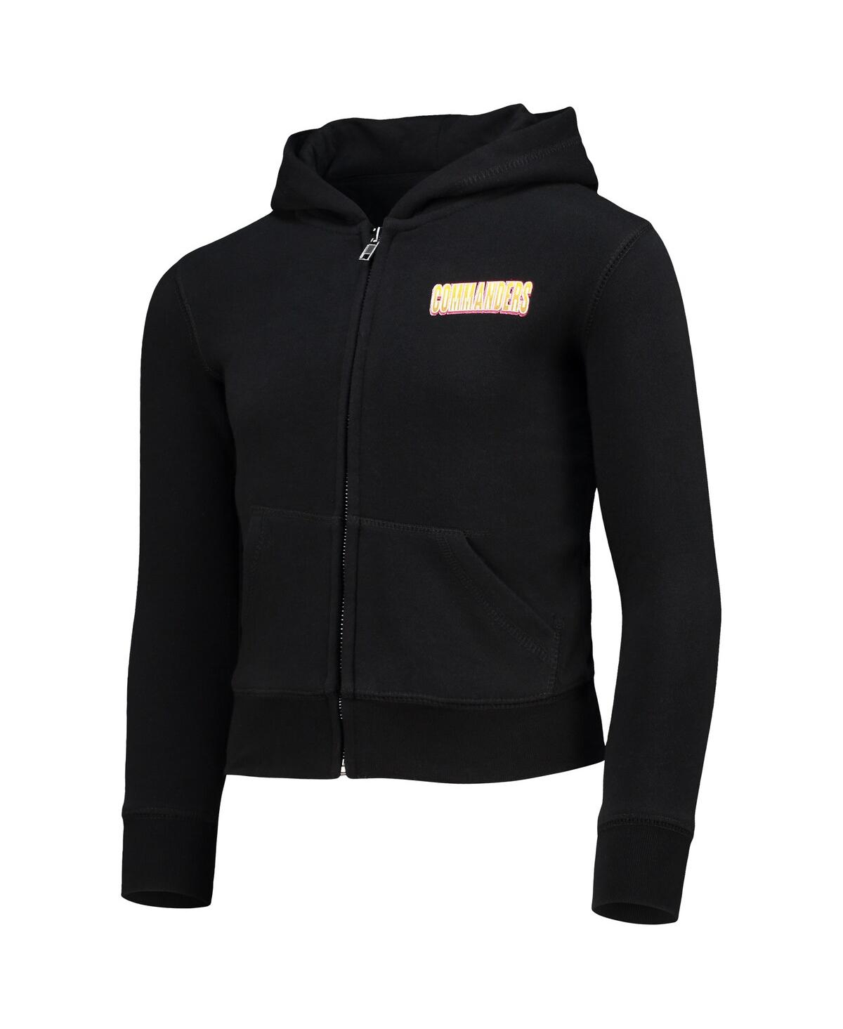New Era Girls Youth  Black Washington Commanders Full-zip Hoodie In Black