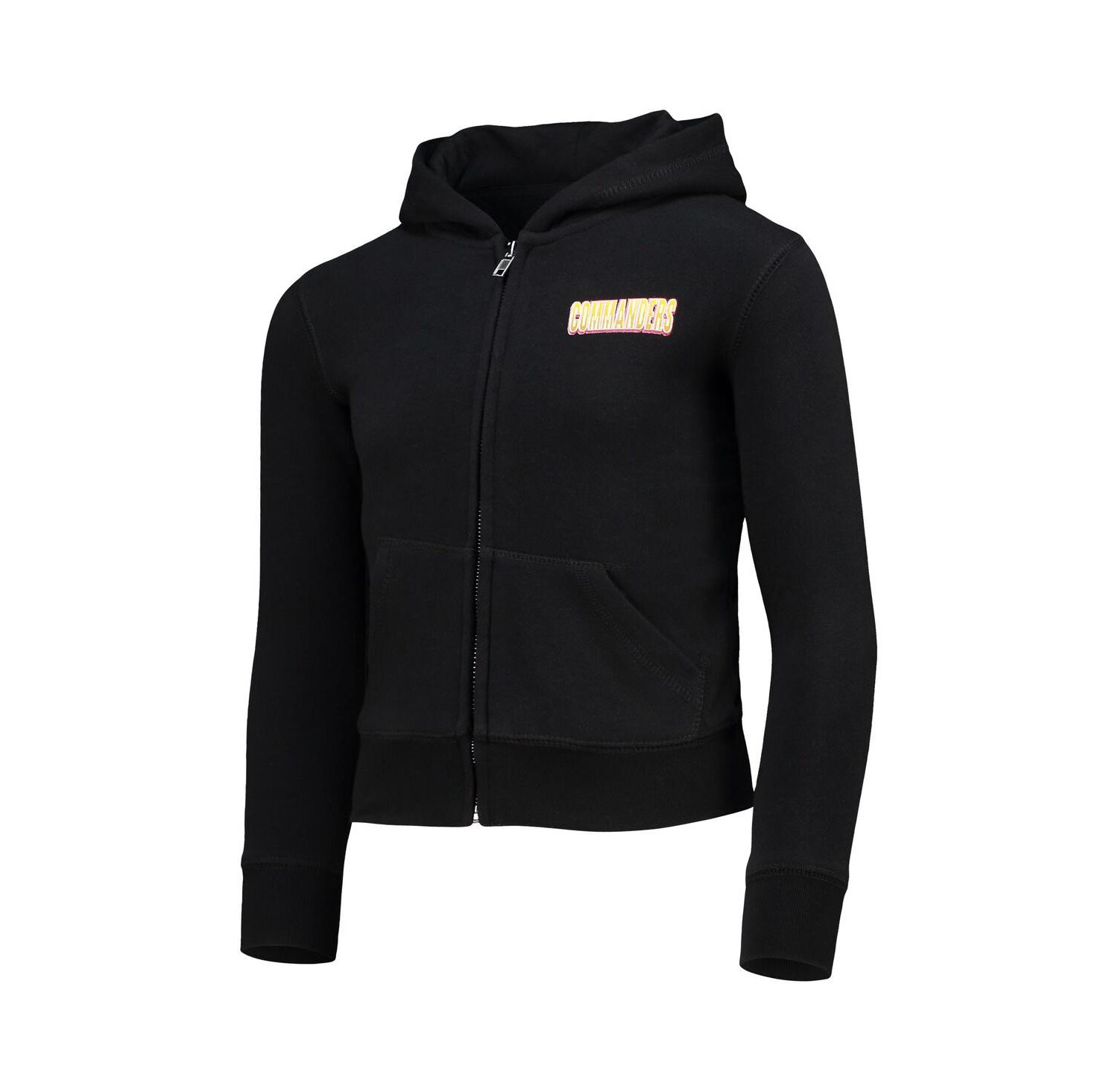 Big Girls Black Washington Commanders Full-Zip Hoodie
